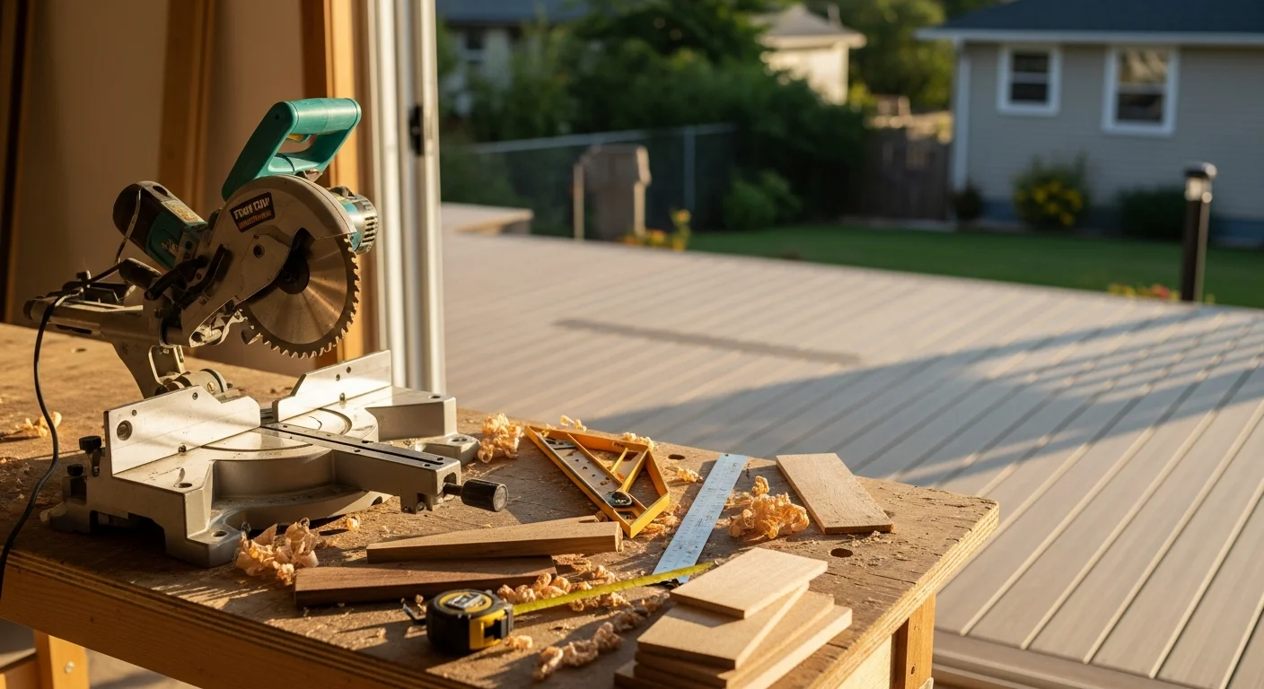 Custom wooden deck with detailed trim and railings