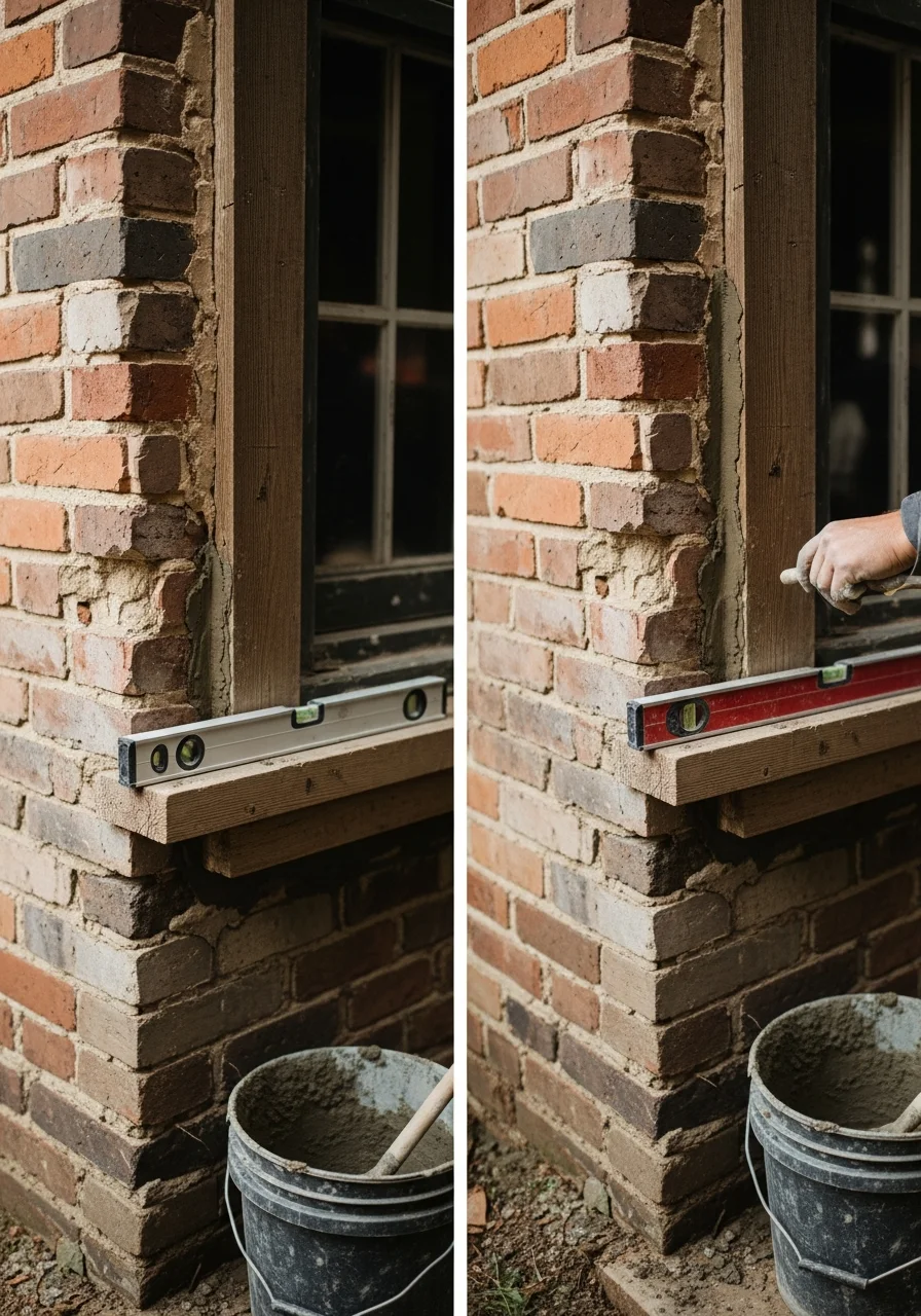 Close-up of skilled tradesperson working on exterior home repair, demonstrating hands-on craftsmanship on a Buckingham-area property.