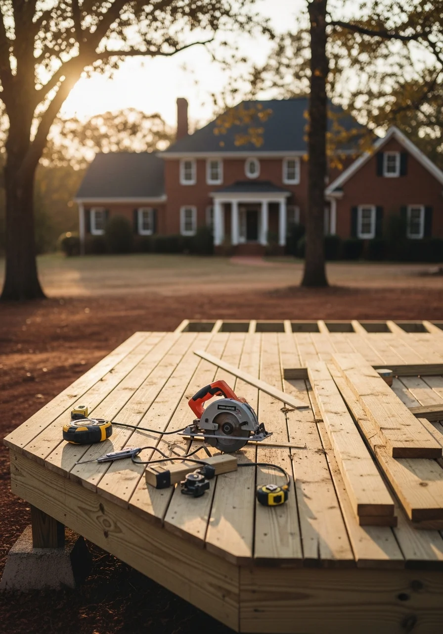 Tradesperson performing skilled work on a Fluvanna property, demonstrating professional craftsmanship in a residential setting.